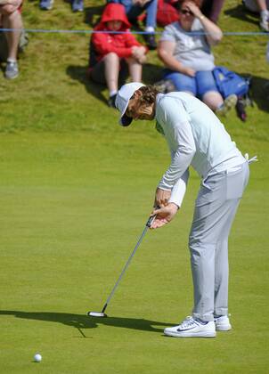 July 8th 2017, Portstewart Golf Club, Portstewart, Northern Ireland; Dubai Duty Free Irish Open Golf Championship, Day 3; Tommy Fleetwood (ENG) putts on the 1st during the third round of the Dubai Duty Free Irish Open xNigelxCookex  ActionPlus11898903