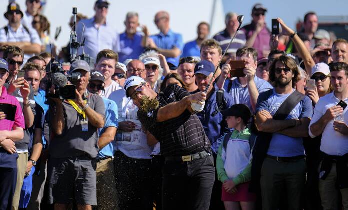 July 8th 2017, Portstewart Golf Club, Portstewart, Northern Ireland; Dubai Duty Free Irish Open Golf Championship, Day 3; Ryan Fox (NZL) plays from the rough on the 18th during the third round of the Dubai Duty Free Irish Open xNigelxCookex  ActionPlus11899105