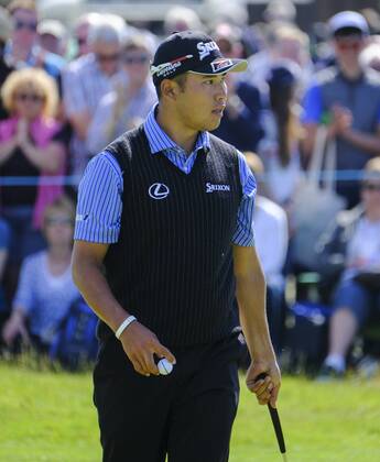 July 8th 2017, Portstewart Golf Club, Portstewart, Northern Ireland; Dubai Duty Free Irish Open Golf Championship, Day 3; Hideki Matsuyama (JPN) on the 18th green during the third round of the Dubai Duty Free Irish Open xNigelxCookex  ActionPlus11899170