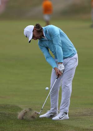 July 19th 2017, Royal Birkdale Golf Club, Southport, England; The 146th Open Golf Championship, Final Practice Day; Tommy Fleetwood (ENG) strikes his approach shot to the third green xDavidxBlunsdenx  ActionPlus11903719