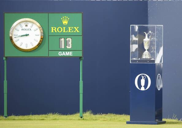 20th July 2017, Royal Birkdale Golf Club, Southport, England; The 146th Open Golf Championship ; First round ; A view of the claret jug trophy on display on the first tee xDavidxBlunsdenx  ActionPlus11903871