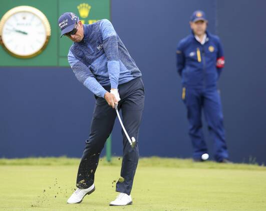 20th July 2017, Royal Birkdale Golf Club, Southport, England; The 146th Open Golf Championship ; First round ; Defending Champion Henrik Stenson (SWE) strikes his tee shot on the opening hole during the first round xDavidxBlunsdenx  ActionPlus11903895