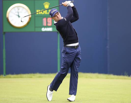 20th July 2017, Royal Birkdale Golf Club, Southport, England; The 146th Open Golf Championship ; First round ; Justin Thomas (USA) follows his shot from the tee of the first hole during the first round of the Open Championship xDavidxBlunsdenx  ActionPlus11903905