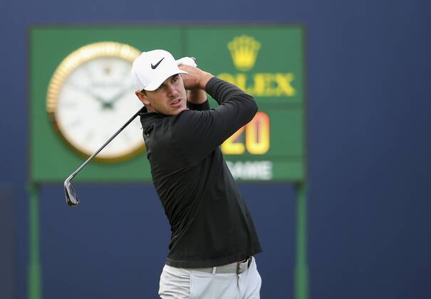 20th July 2017, Royal Birkdale Golf Club, Southport, England; The 146th Open Golf Championship ; First round ; US Open champion Brooks Koepka of (USA) follows his shot from the tee of the first hole during the first round of the Open Championship xDavidxBlunsdenx  ActionPlus11903911