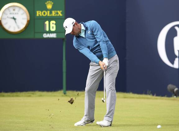 20th July 2017, Royal Birkdale Golf Club, Southport, England; The 146th Open Golf Championship ; First round ; Gary Woodland (USA) strikes his shot from the tee of the opening hole during the first round of the Open Championship xDavidxBlunsdenx  ActionPlus11903884