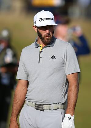 20th July 2017, Royal Birkdale Golf Club, Southport, England; The 146th Open Golf Championship, First round; Dustin Johnson (USA) reacts to his second shot on the par five 15th hole which finished in a greenside bunker xDavidxBlunsdenx  ActionPlus11904119