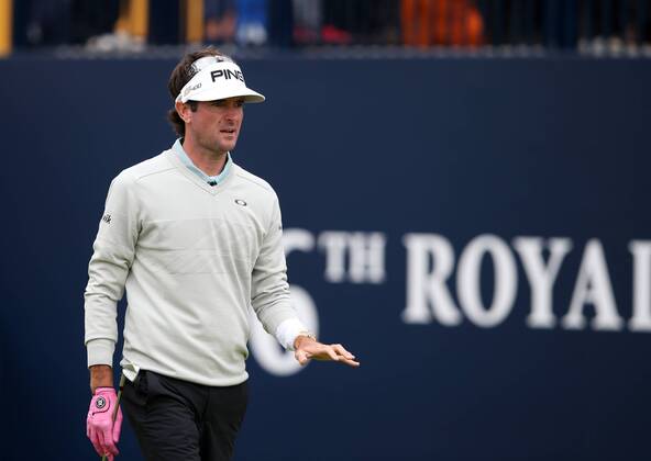 21st July 2017, Royal Birkdale Golf Club, Southport, England; The 146th Open Golf Championship ; Second round ; Bubba Watson (USA) anxiously watches his tee shot on the first hole xDavidxBlunsdenx  ActionPlus11904415