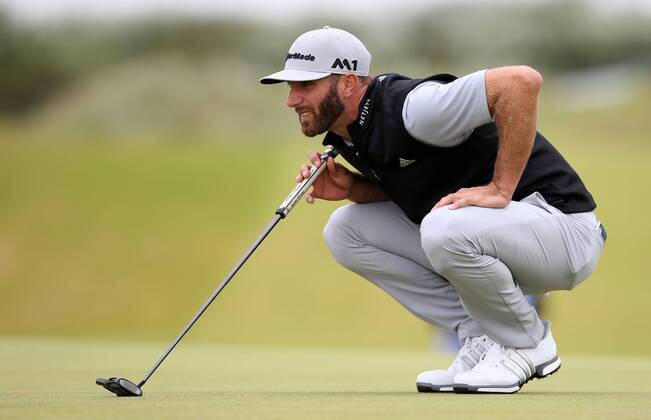 21st July 2017, Royal Birkdale Golf Club, Southport, England; Dustin Johnson lines up his birdie putt on the 9th green 146th Open Golf Championship, second round; xDavidxBlunsdenx  ActionPlus11904448