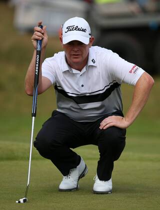 22nd July 2017, Royal Birkdale Golf Club, Southport, England; The 146th Open Golf Championship, third round ; David Drysdale (SCO) lines up his birdie putt on the par three 7th hole xDavidxBlunsdenx  ActionPlus11904820