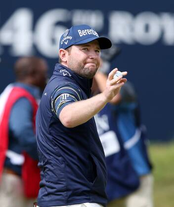 22nd July 2017, Royal Birkdale Golf Club, Southport, England; The 146th Open Golf Championship, third round ; Branden Grace (RSA) waves to the grandstands as fans applaud his record low score of 62 in an Open Championship xDavidxBlunsdenx  ActionPlus11904862