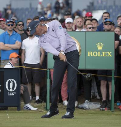 Matt Kuckar hits a tee shot at the 146th Open Championship at Royal Birkdale Golf Club in Southport, England on July 22, 2017.  LON2017072304 HugoxPhilpott