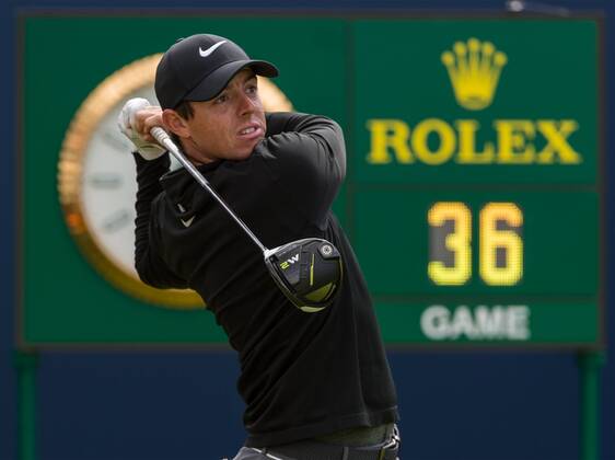 22nd July 2017, Royal Birkdale Golf Club, Southport, England; The 146th Open Golf Championship, third round ; Rory McIlroy (NIR) watches the flight of his tee shot on the first hole xDavidxBlunsdenx  ActionPlus11905226