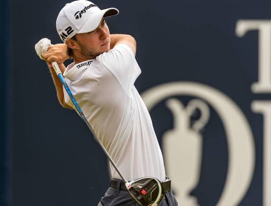 22nd July 2017, Royal Birkdale Golf Club, Southport, England; The 146th Open Golf Championship, third round ; Austin Connolly (CAN) hits his driver from the first tee xDavidxBlunsdenx  ActionPlus11905228