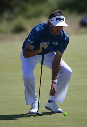 23rd July 2017, Royal Birkdale Golf Club, Southport, England; The 146th Open Golf Championship, fourth round ; Bubba Watson (USA) lines up his putt for birdie on the 8th green xDavidxBlunsdenx  ActionPlus11905762