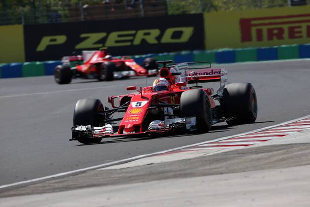 Hungarian Grand Prix, Hungaroring 27 - 30 July 2017 30.07.2017 - Race, Sebastian Vettel (GER) Scuderia Ferrari SF70H leads Kimi Raikkonen (FIN) Scuderia Ferrari SF70H 