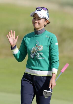 Japan s Miyazato plays at British Open golf Former world No. 1 Ai Miyazato of Japan waves to the gallery on the fifth hole during the first round of the Women s British Open at Kingsbarns Golf Links in Kingsbarns, Scotland, on Aug. 3, 2017. Miyazato is retiring at the end of the season. 