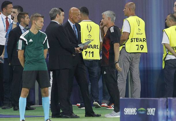 Final de la Supercopa de Europa entre el Real Madrid y el Manchester United ManU En la imagen, Zidane y Mourinho. 2017 UEFA Super Cup final match between Real Madrid and Manchester United. In this picture, Zidane and Mourinho. xÃngelxRiverox