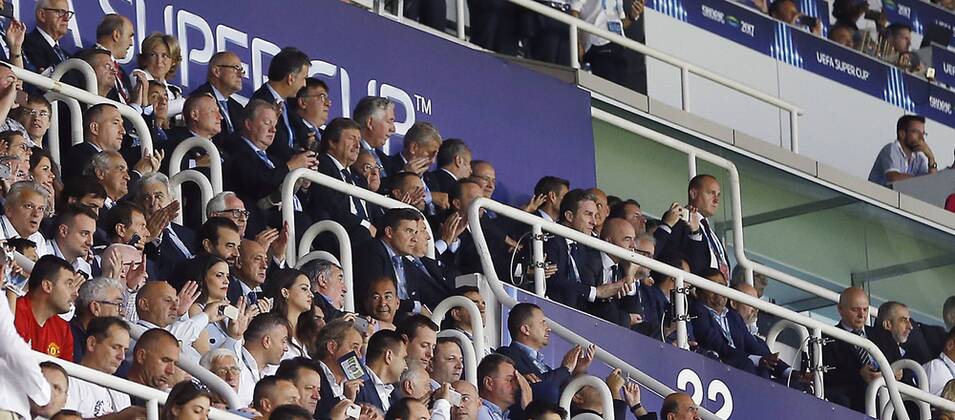 Final de la Supercopa de Europa entre el Real Madrid y el Manchester United ManU En la imagen, Florentino Perez. 2017 UEFA Super Cup final match between Real Madrid and Manchester United. In this picture, Florentino Perez. xÃngelxRiverox