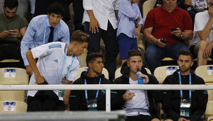 Final de la Supercopa de Europa entre el Real Madrid y el Manchester United ManU En la imagen, Llorente, Vallejo y Mayoral. 2017 UEFA Super Cup final match between Real Madrid and Manchester United. In this picture, Llorente, Vallejo and Mayoral. xÃngelxRiverox