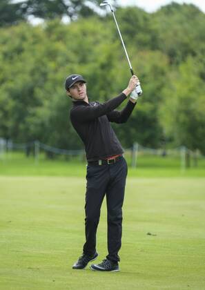 August 10th 2017, Galgorm Castle Golf Club, Galgorm, Northern Ireland; Northern Ireland Open, 1st Round; Curtis Griffiths (ENG) plays his 2nd shot on the 18th xNigelxCookex  ActionPlus11914074
