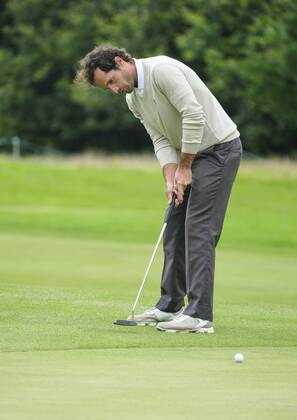 August 10th 2017, Galgorm Castle Golf Club, Galgorm, Northern Ireland; Northern Ireland Open, 1st Round; Matteo Delpodio (ITA) plays his putt on the 18th xNigelxCookex  ActionPlus11914075