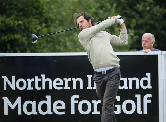 August 10th 2017, Galgorm Castle Golf Club, Galgorm, Northern Ireland; Northern Ireland Open, 1st Round; Matteo Delpodio (ITA) plays his tee shot from the 1st xNigelxCookex  ActionPlus11914076