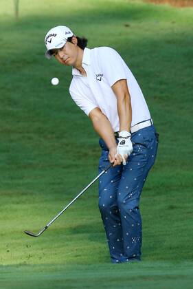 Golf: Ishikawa sits 5 shots off lead at Wyndham Championship Ryo Ishikawa of Japan hits an approach shot on the fifth hole during the first round of the season-ending Wyndham Championship at the Sedgefield Country Club in Greensboro, North Carolina, on Aug. 17, 2017. 