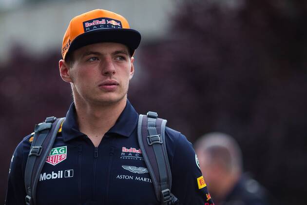24th August 2017, Circuit de Spa-Francorchamps, Belgium; Belgium Grand Prix, Drivers arrival and press conference PK Pressekonferenz Max VERSTAPPEN from Netherlands of RedBull Racing, Red Bull RB13, TAG-Heuer F1 engine arriving on the track xActionxPlusx  ActionPlus11920027