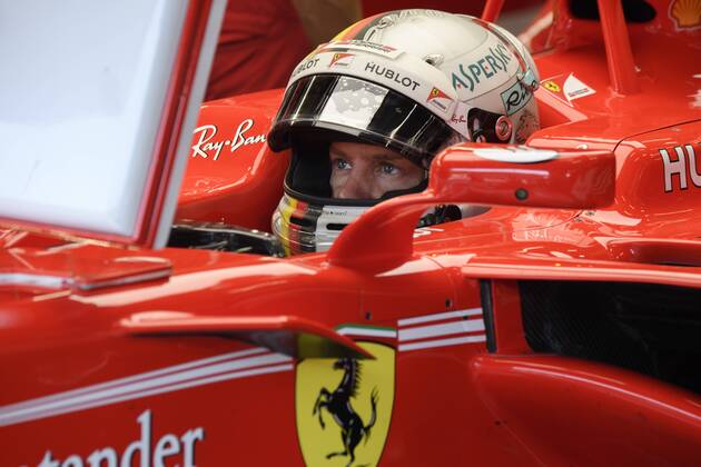 Ferrari s German driver Sebastian Vettel pictured during the free practice for the Grand Prix F1 of Belgium race, in Spa-Francorchamps, Friday 25 August 2017. The Spa-Francorchamps Formula One Grand Prix takes place this weekend, from August 25th to August 27th. NICOLASxLAMBERT x05152067x