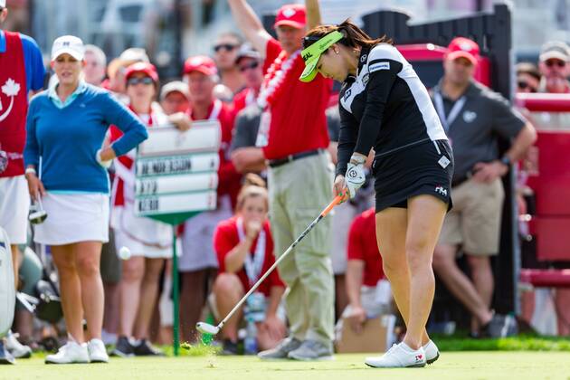 OTTAWA, ON - AUGUST 25: So Yeon Ryu (KOR) tees off on the 15th hole during the second round of the Canadian Pacific Women s Open on August 25, 2017 at The Ottawa Hunt and Golf Club, in Ottawa, ON, Canada. (Photo by Richard A. Whittaker Icon Sportswire) GOLF: AUG 25 LPGA Golf Damen - Canadian Pacific Women s Open - Second Round Icon2017082506 EDITORIAL USE ONLY