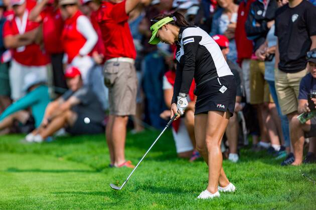 OTTAWA, ON - AUGUST 25: So Yeon Ryu (KOR) plays a shot out of the rough on the 18th hole during the second round of the Canadian Pacific Women s Open on August 25, 2017 at The Ottawa Hunt and Golf Club, in Ottawa, ON, Canada. (Photo by Richard A. Whittaker Icon Sportswire) GOLF: AUG 25 LPGA Golf Damen - Canadian Pacific Women s Open - Second Round Icon2017082512 EDITORIAL USE ONLY