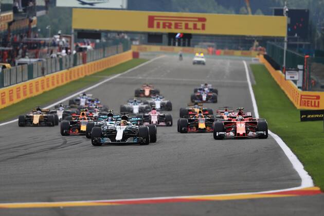 27th August 2017, Circuit de Spa-Francorchamps, Belgium; Belgium Grand Prix, Race Day; Lewis Hamilton - Mercedes AMG Petronas F1 W08 EQ Energy+ leads the race start at Spa xOctanex  ActionPlus11922314
