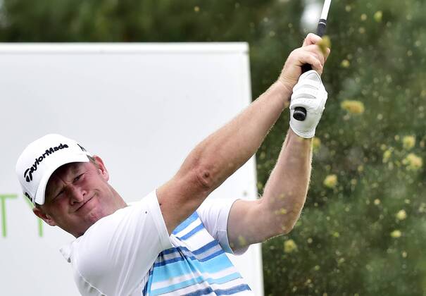 UK s golf player Jamie Donaldson plays his ball during the Czech Masters European Tour tournament in Vysoky Ujezd near Prague, Czech Republic, August 31, 2017. (CTKxPhoto RomanxVondrous) CTKPhotoP201708310929801  vnd 14
