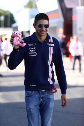 Esteban Ocon (Sahara Force India F1 Team) mit Pink Panther in der Hand, Grosser Preis von Italien 2017, Rennen, Motorsport, Formel 1, 03.09.2017, Monza Copyright: xNeisx Eibner-Pressefotox EP_ans