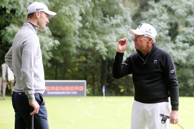 the German Major Winner and best German Golfers Martin Kaymer ger with the 81 year old 9 times Major Winner Gary Player the Golf tournament in Frankfurt Golf Club Host is The Private bank Berenberg Frankfurt at Main Copyright: xRoskaritzx Eibner-Pressefotox EP_hein_rrz