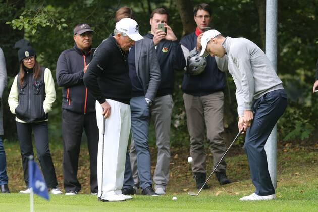 the German Major Winner and best German Golfers Martin Kaymer ger with the 81 year old 9 times Major Winner Gary Player the Golf tournament in Frankfurt Golf Club Host is The Private bank Berenberg Frankfurt at Main Copyright: xRoskaritzx Eibner-Pressefotox EP_hein_rrz