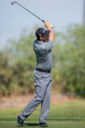 Padraig Harrington plays an approach shot during day 1 the European Tour - Portugal Masters 2017 at Dom Pedro Victoria Golf Course, Vilamoura, Portugal on 21 September 2017. Copyright: xMatthewxBuchanx 16770001