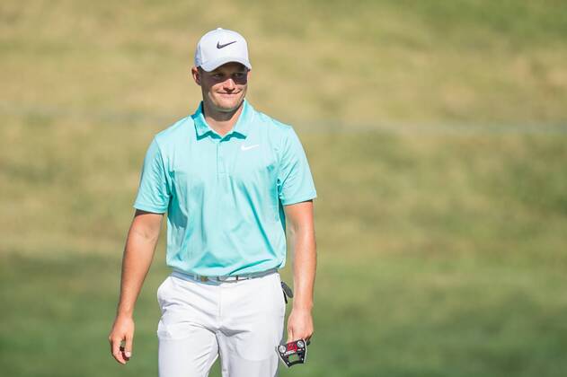 Tom Lewis is all smiles after making back to back birdies during day 2 of the European Tour - Portugal Masters 2017 at Dom Pedro Victoria Golf Course, Vilamoura, Portugal on 22 September 2017. Copyright: xMatthewxBuchanx 16770051