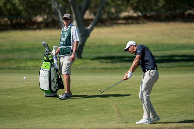 Nicolas Colsaerts plays his second shot on the 9th during day 4 of the European Tour - Portugal Masters 2017 at Dom Pedro Victoria Golf Course, Vilamoura, Portugal on 24 September 2017. Copyright: xMatthewxBuchanx 16770226