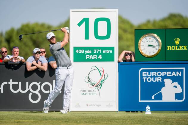 Lucas Bjerregaard tees off on the 10th during day 4 of the European Tour - Portugal Masters 2017 at Dom Pedro Victoria Golf Course, Vilamoura, Portugal on 24 September 2017. Copyright: xMatthewxBuchanx 16770263