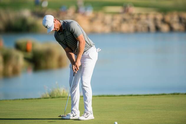 Lucas Bjerregaard putts on the 18th green during day 4 of the European Tour - Portugal Masters 2017 at Dom Pedro Victoria Golf Course, Vilamoura, Portugal on 24 September 2017. Copyright: xMatthewxBuchanx 16770293