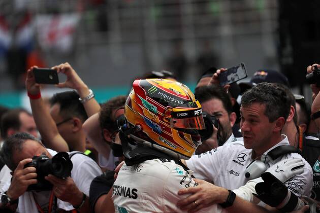01.10.2017 - Race, 2nd place Lewis Hamilton (GBR) Mercedes AMG F1 W08 Malaysian Grand Prix, Sepang 28 September - 1 October 2017 01.10.2017 - Race, 2nd place Lewis Hamilton (GBR) Mercedes AMG F1 W08 