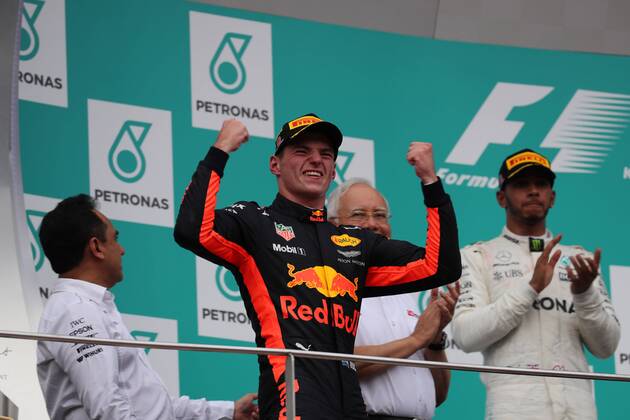 01.10.2017 - Race, Max Verstappen (NED) Red Bull Racing RB13 race winner Malaysian Grand Prix, Sepang 28 September - 1 October 2017 01.10.2017 - Race, Max Verstappen (NED) Red Bull Racing RB13 race winner 