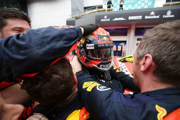 01.10.2017 - Race, Max Verstappen (NED) Red Bull Racing RB13 race winner Malaysian Grand Prix, Sepang 28 September - 1 October 2017 01.10.2017 - Race, Max Verstappen (NED) Red Bull Racing RB13 race winner 