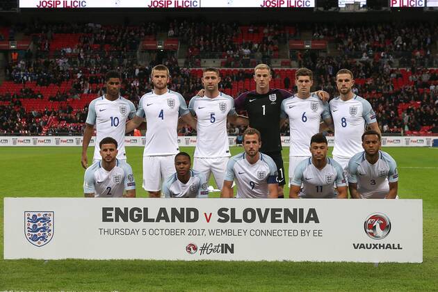 England v Slovenia 2018 FIFA World Cup WM Weltmeisterschaft Fussball Qualifying The England team before the 2018 FIFA World Cup Qualifying match at Wembley Stadium, London, UK. Content Not Available For UK Newspapers Copyright: xPaulxChestertonx FIL-10770-0004