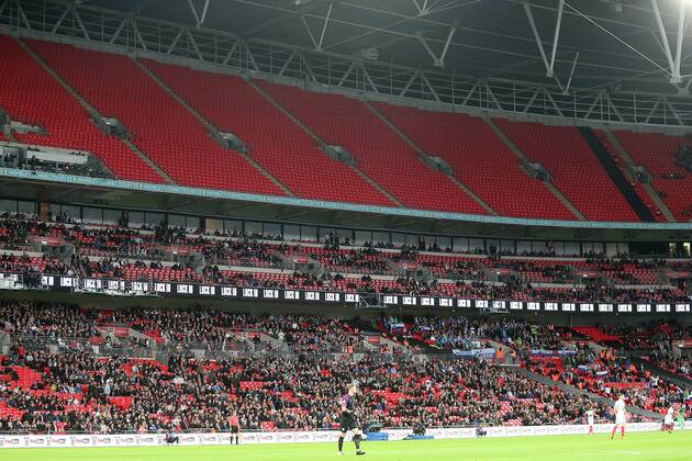 England v Slovenia 2018 FIFA World Cup WM Weltmeisterschaft Fussball Qualifying Lots of empty seats during the 2018 FIFA World Cup Qualifying match at Wembley Stadium, London, UK. Content Not Available For UK Newspapers Copyright: xPaulxChestertonx FIL-10770-0005