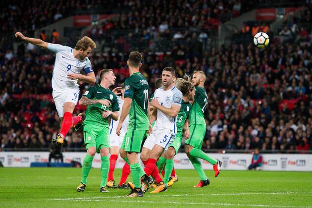 England s Harry Kane has a goal disallowed during the World Cup Qualifying - European - Group F match at Wembley Stadium, London. Picture date 5th October 2017. Picture credit should read: Charlie Forgham-Bailey Sportimage EDITORIAL USE ONLY. No use with unauthorised audio, video, data, fixture lists, club league logos or live services. Online in-match use limited to 120 images, no video emulation. No use in betting, games or single club league player publications.