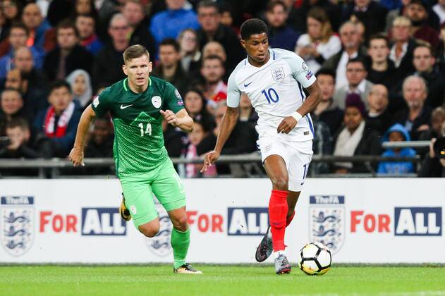 England s Marcus Rashford during the World Cup Qualifying - European - Group F match at Wembley Stadium, London. Picture date 5th October 2017. Picture credit should read: Charlie Forgham-Bailey Sportimage EDITORIAL USE ONLY. No use with unauthorised audio, video, data, fixture lists, club league logos or live services. Online in-match use limited to 120 images, no video emulation. No use in betting, games or single club league player publications.