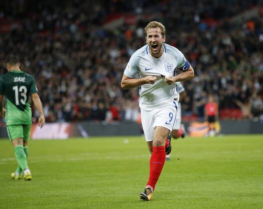 Bilder des Tages - SPORT England s Harry Kane celebrates scoring his sides opening goal during the world cup qualifying match at Wembley Stadium, London. Picture date 5th October 2017. Picture credit should read: David Klein Sportimage EDITORIAL USE ONLY. No use with unauthorised audio, video, data, fixture lists, club league logos or live services. Online in-match use limited to 120 images, no video emulation. No use in betting, games or single club league player publications.