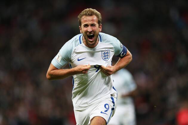 5th October 2017, Wembley Stadium, London, England; FIFA World Cup WM Weltmeisterschaft Fussball Qualification, England versus Slovenia; Harry Kane, the England captain celebrates after scoring his sides 1st goal in the 2nd half extra time to make it 1-0  ActionPlus11937887